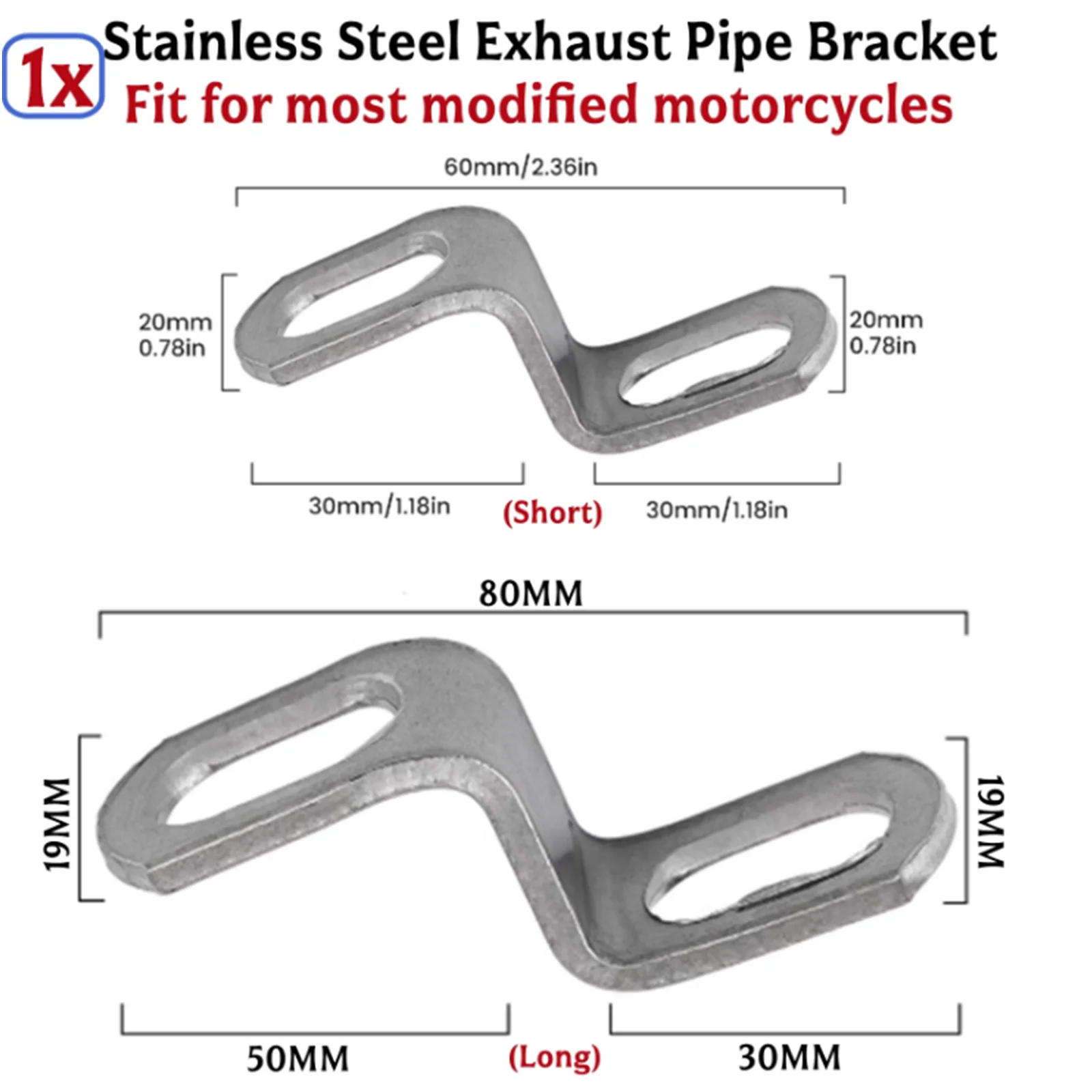 

1x Stainless Steel Motorcycle Universal Exhaust Muffler Pipe Z-Type Mounting Clamp Bracket Holder Part Replace Accessories
