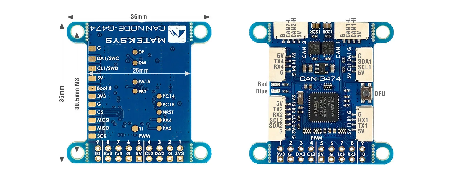 MATEK CAN-G474 Board with 5Mbit/s CAN Transceiver and STM32G474 MCU AP_PERIPH CAN NODE for RC FPV Multi-rotor H743 Fixed-wing