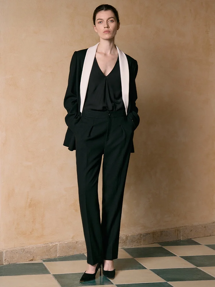 

New Year's een Collar Suit Jaet for Women Ele Commute Workplace Slimming Pants Woolen Casual Interview Office