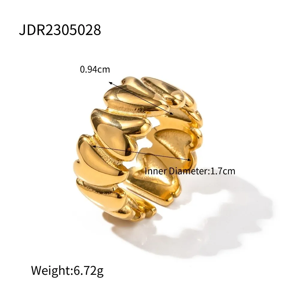 Stainless Steel Exaggerated Ring Gold&Silver Luxury Geometric Ring Jewelry High-Grade Sense Vintage Finger Ring Brithday Gift
