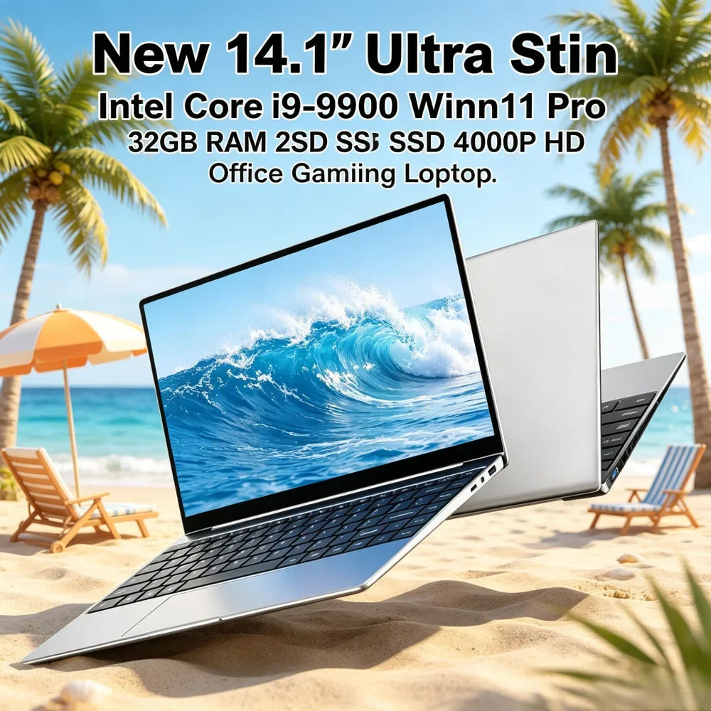 

New 14.1" Ultra Slim Laptop Intel Core i9-9900 Win11 Pro 32GB RAM 2TB SSD 1080P HD Office Gaming Notebook