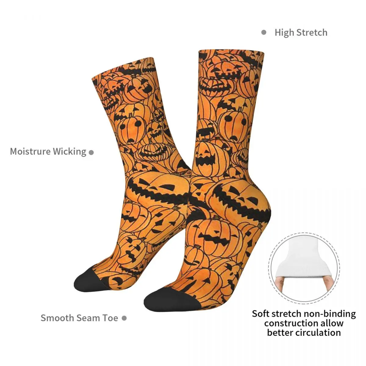 Ghost Pumpkin Halloween Socks Harajuku High Quality Stockings All Season Long Socks Accessories for Unisex Birthday Present