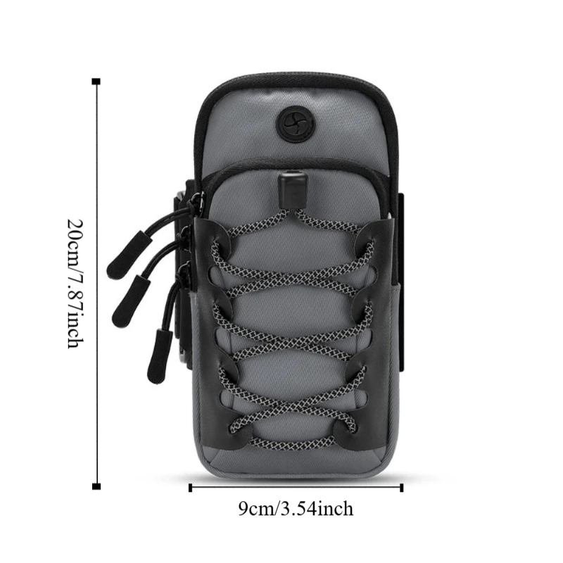 Double-layers Running Phone Bag Waterproof Protective Wrist Phone Bag Adjustable Reflective Sports Arm Bag