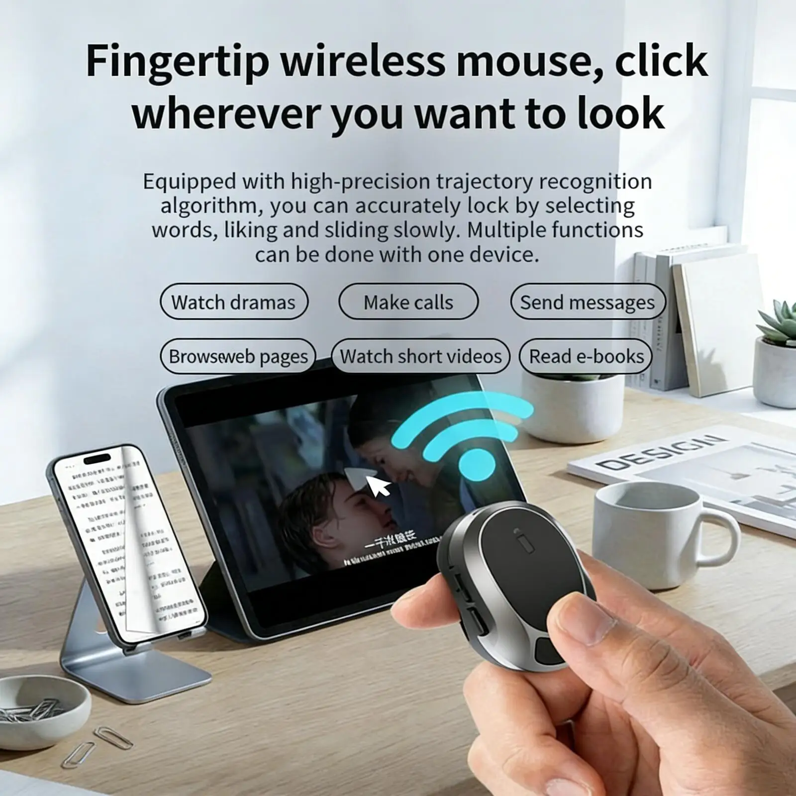 

Bluetooth Air Mouse Remote with Touchpad, Video Browsing, Selfie, Volume Adjustment, Page Turn Remote for Android IOS HarmonyOS