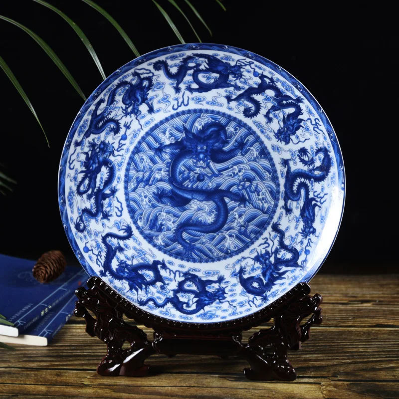 Jingdezhen ceramics,blue and white porcelain hanging plates and decorative plates,Chinese home desktop decoration crafts,gifts