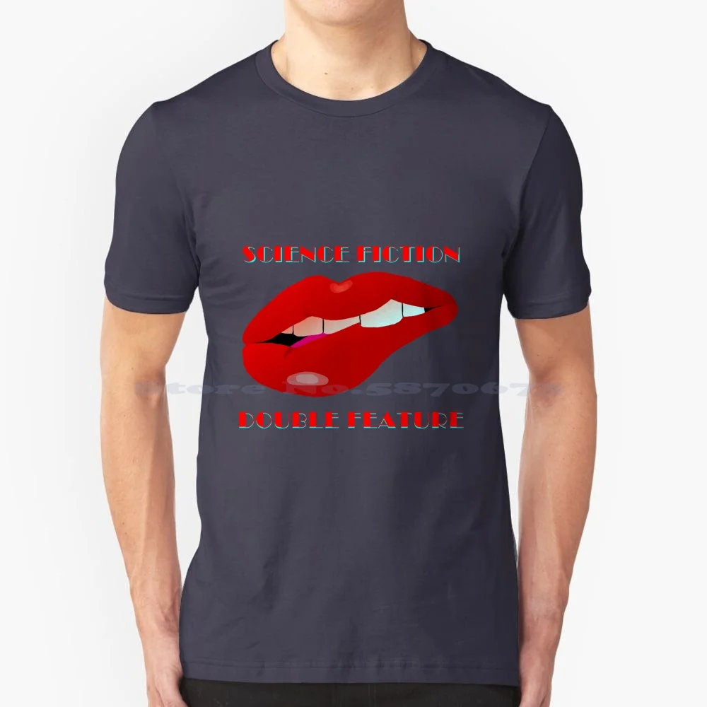 Science Fiction Double Feature T Shirt 100% Cotton Tee Rocky Horror Picture Show Tim Curry Lips 3d Rhps Science Fiction Double