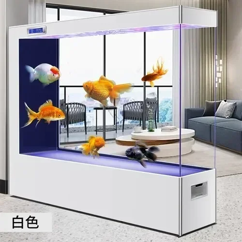 

New Super White Glass Fish Tank Living Room Partition Light Luxury Aquarium Change Water Fish Globe