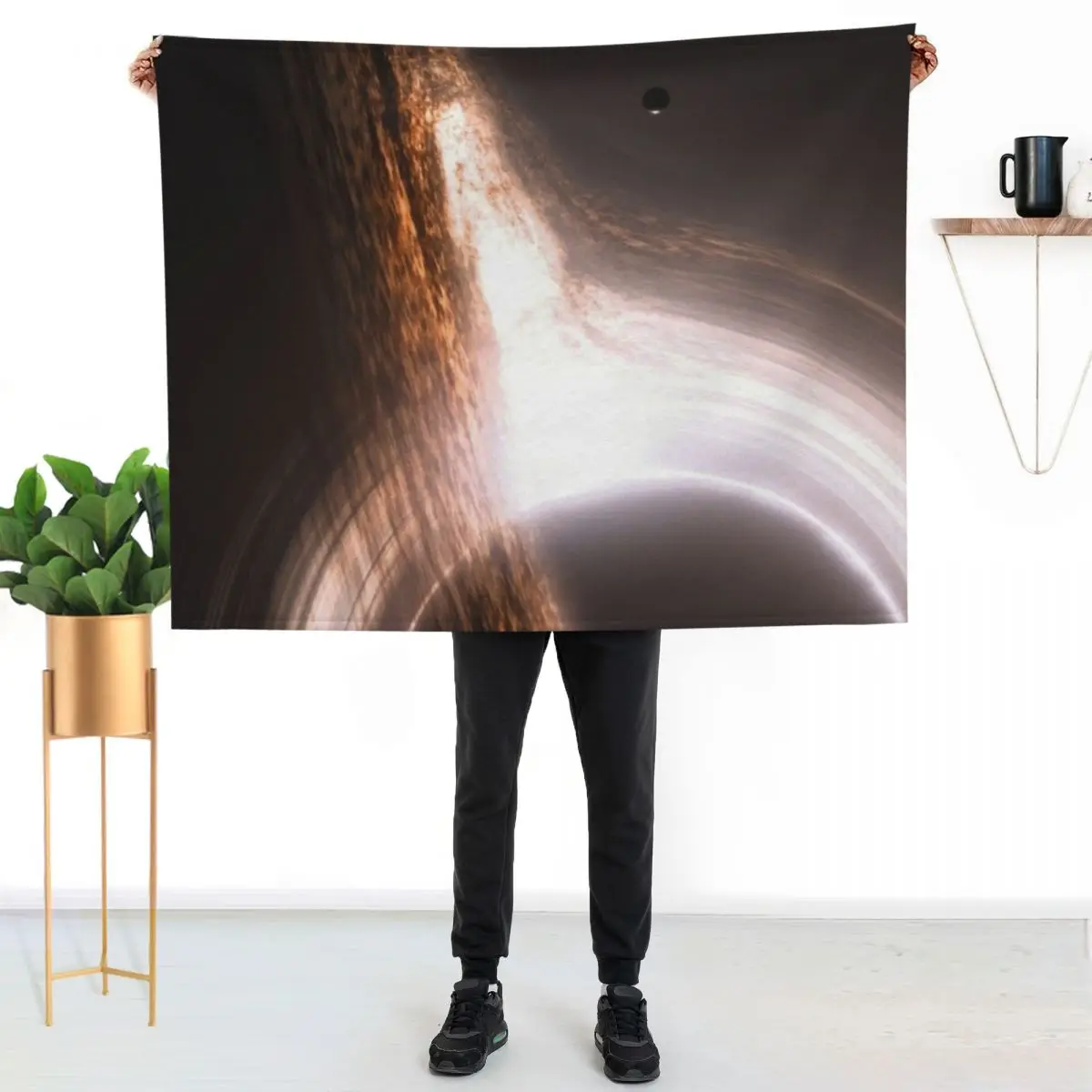 Interstellar Gargantua Black Hole Throw Blanket anime Camping Retros Travel blankets and throws Blankets