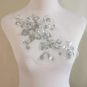 1 قطعة ملونة زهرة التطريز التصحيح الترتر خياطة على الملابس التطريز زينة 28 * 16 سم أفضل 8 زينة ملابس لامعة مبيعا - رقم 7