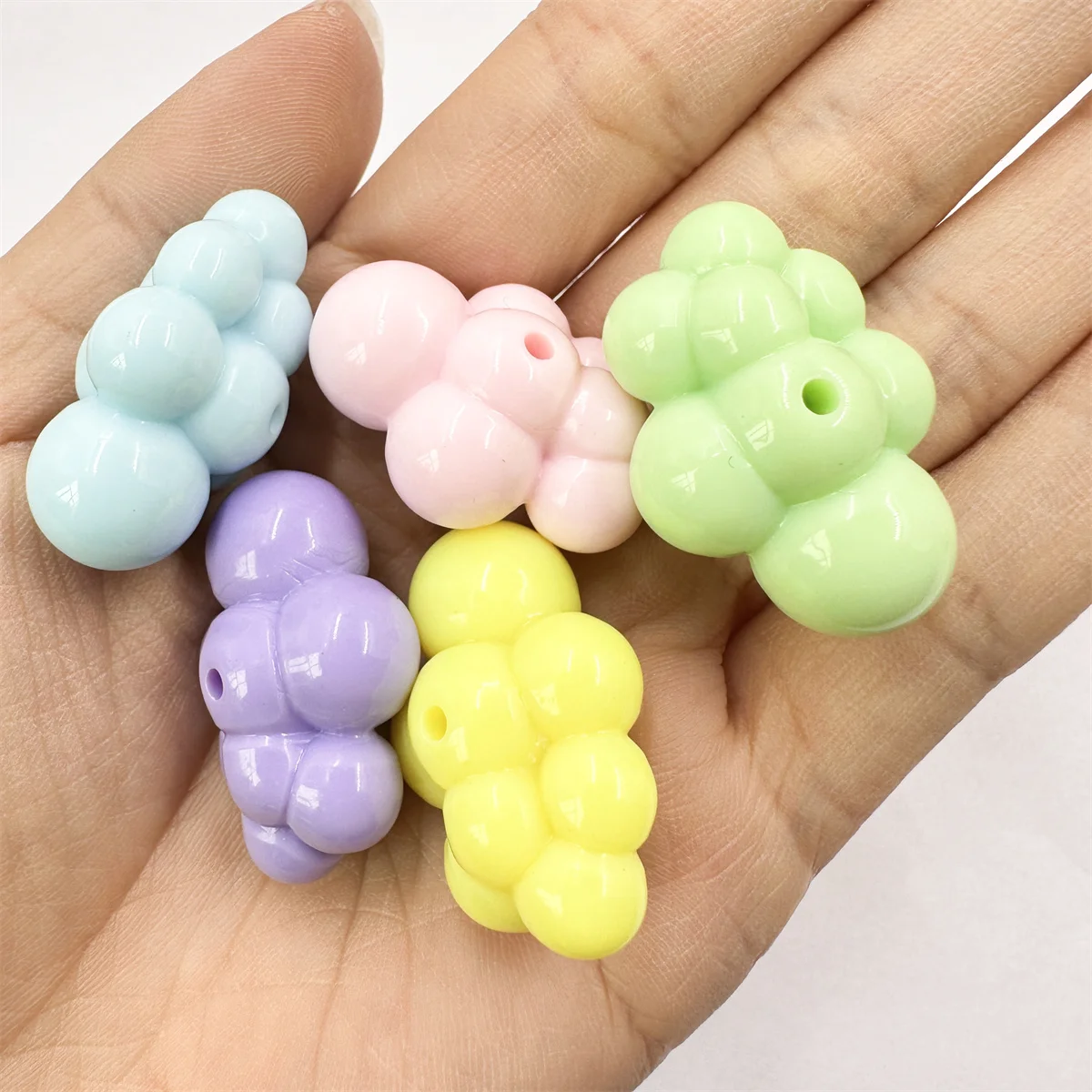 5pcs/bag 33mm*23mm Cloud Shaped Beads Bracelet Making Solid Color Pendant For Keychain DIY Handmade Material Jewelry Accessories