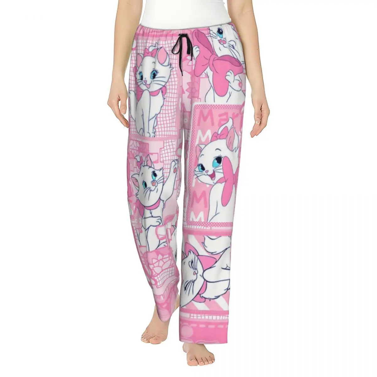 

Пижамные штаны с принтом мультфильмов «Аристократы», анимация Мари, кошка, женская одежда для сна, низ с карманами