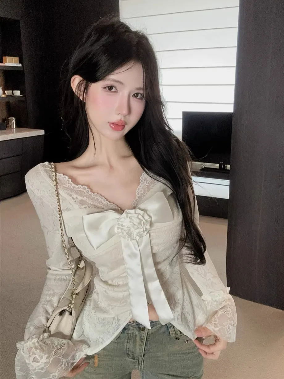 

Knot irt Women's Autumn Winter Pure Desire One oulder Fibone Top Lace Base irt Inner Wear Can Outer Wear