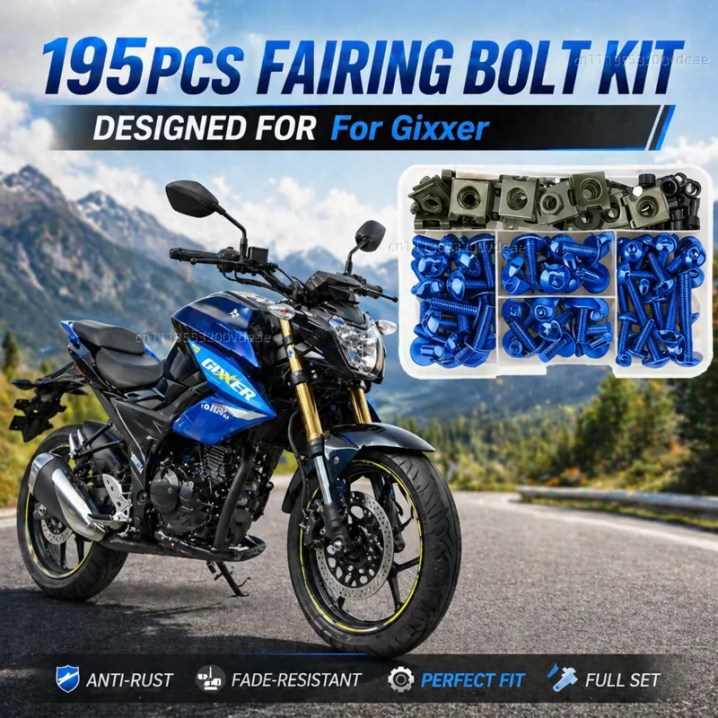 Kit de 195 tornillos y tuercas de aluminio para carenado de motocicleta, clips para Gixxer 150 SF 150SF SF 250 SF250 GIXXER 155 250 2020 2021 CNC