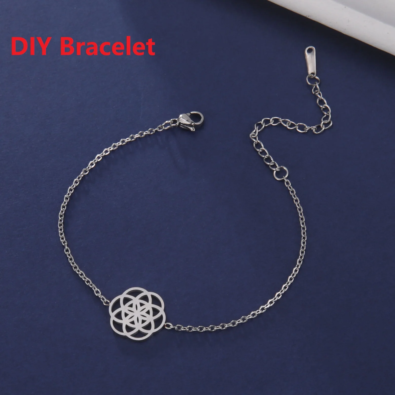 Teamer 5pcs Stainless Steel Charms For Jewelry Making Seed of Life Pendant Flower of Life Sacred Lotus Jewelry Making Supplies