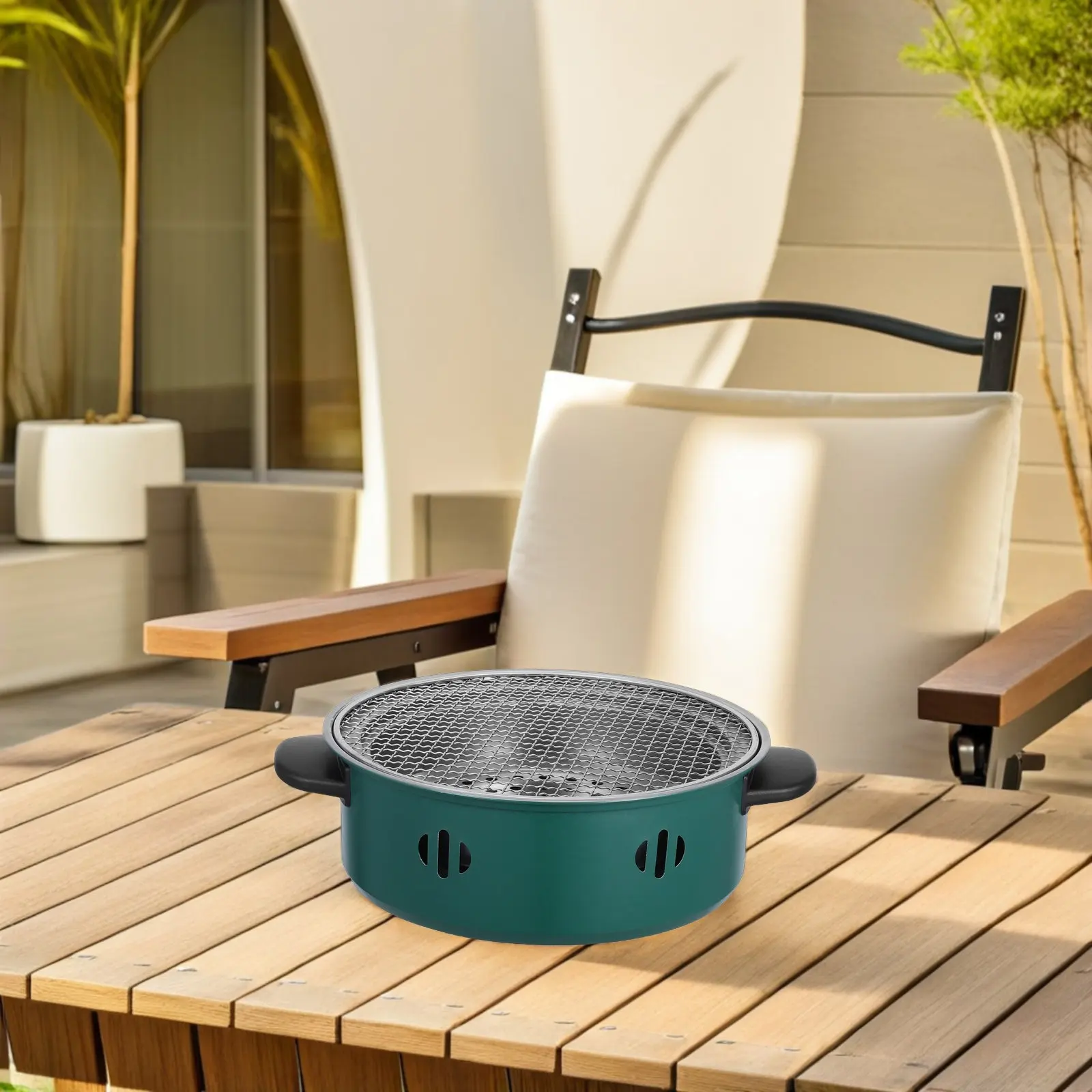 

Портативная круглая сковорода-гриль для барбекю с антипригарным покрытием, идеально подходит для кемпинга, пикников, вечеринок и приготовления пищи на открытом воздухе