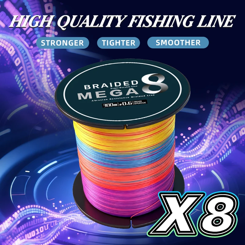 OBSEQUIO X8 Multicolour Fishing Line Braided Japanese Quality PE 0.6-6.0 300/500/1000M High Strength Sea Fishing Main Line