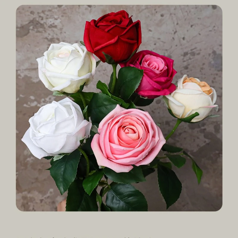 5/6 Stück Künstliche Rosenknospen Realistische Seidenblumen Hochzeitsdekoration Rosa Edelstein-Rosen Simulationsblumen Gartendekoration – Detail 10