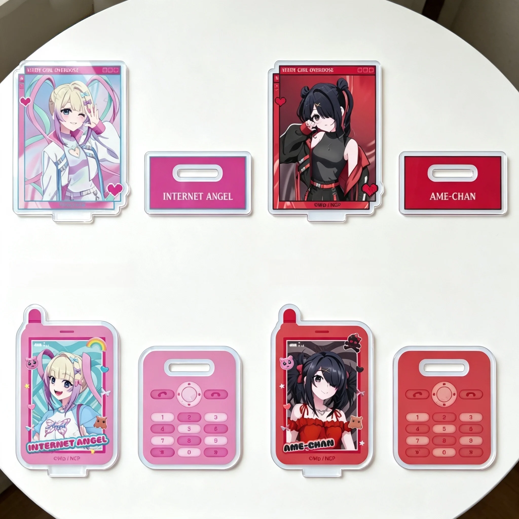 Game NEEDY GIRL OVERDOSE Y2K Fashion Style KAngel Rectangle Acrylic Stand Model Plate Keychains Desk Decor