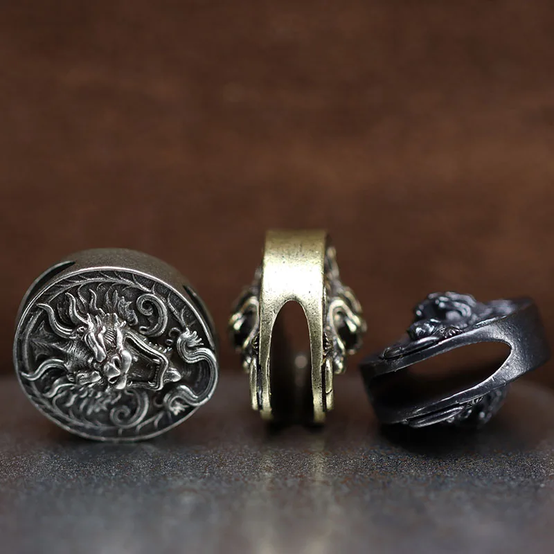 Dragon Head Brass Knife Beads DIY EDC Paracord Woven Lanyard Pendants Outdoor Umbrella Rope Bracelets Hangings Jewelry Accessory