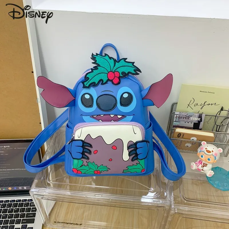 Disney Stitch Blue Funny Monster Backpack Cartoon 2025 New Outdoor Storage Bag Student Gift Fashionable