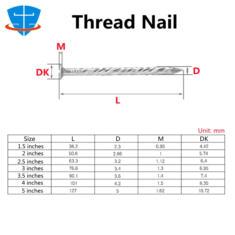 0.5" 0.8" 1" 1.2" 1.5" 2" 2.5" 3" 3.5" 4" Pulgada A2-70 304 Acero Inoxidable Cabeza Plana Clavo de Acero Carpintería Ladrillo Cemento Pared 6