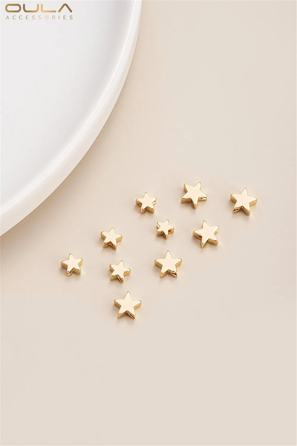 Accessories 14K Gold-plated Five-pointed Star Beads Through-hole Loose Beads Diy Handcrafted String Jewelry Earrings Material