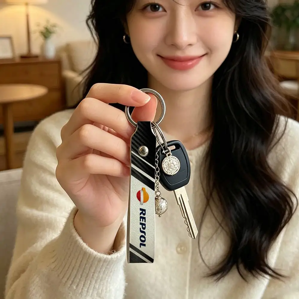For Repsol High Quality PU Leather Moto Keychain Vintage Style Key Pendant For Scooter Motocross