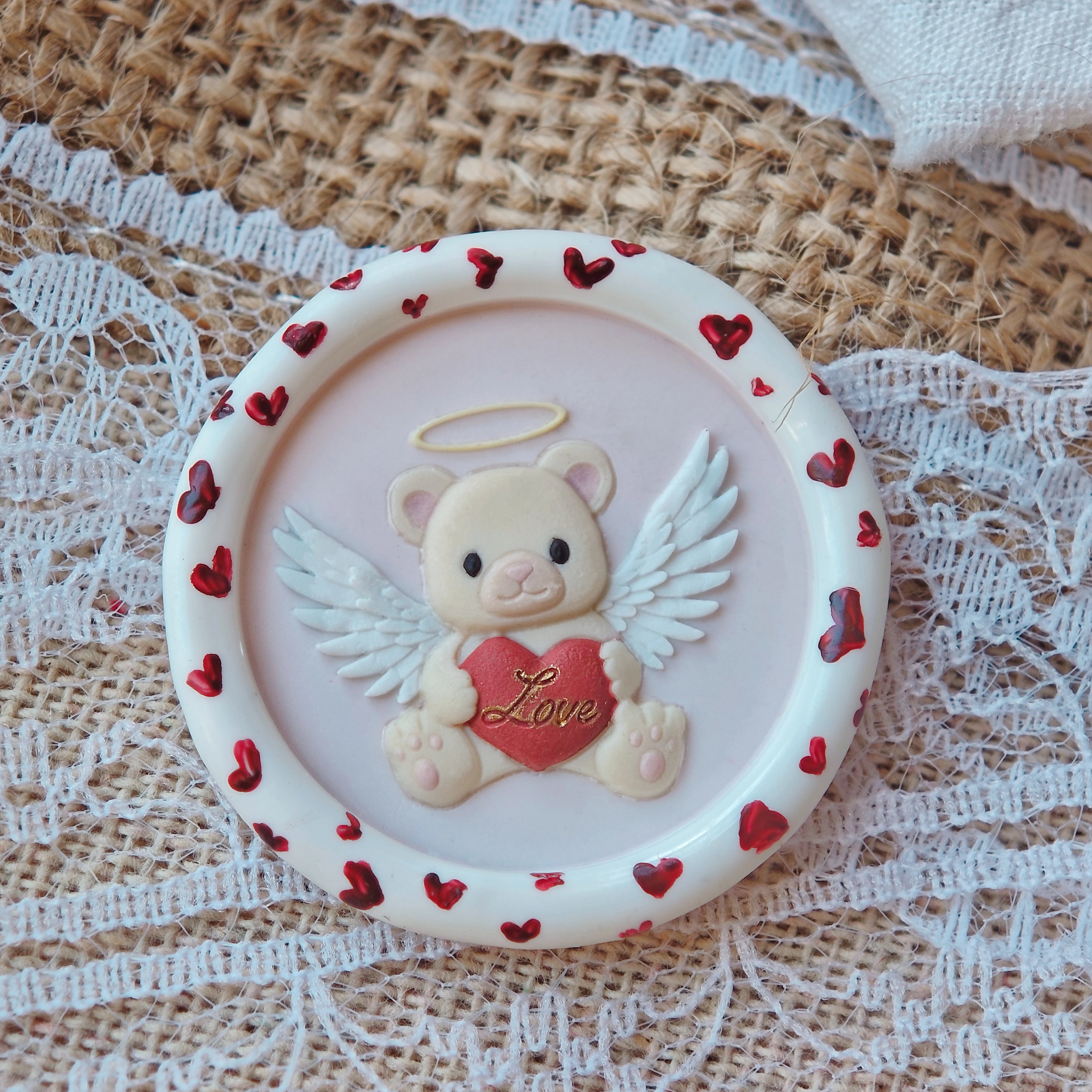 Fire Lacquer Seal Header Multi-Layer Precision Carved Teddy Bear Rose Shaped Relief Painting Series Diy Stamp Copper Header