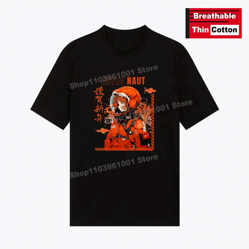 

Breathable Thin Cotton T-Shirt Cyber Punk ASTRO NAUT Girl Print Shirts y2k Harajuku Hip Hop Casual Street Short Sleeve Tees