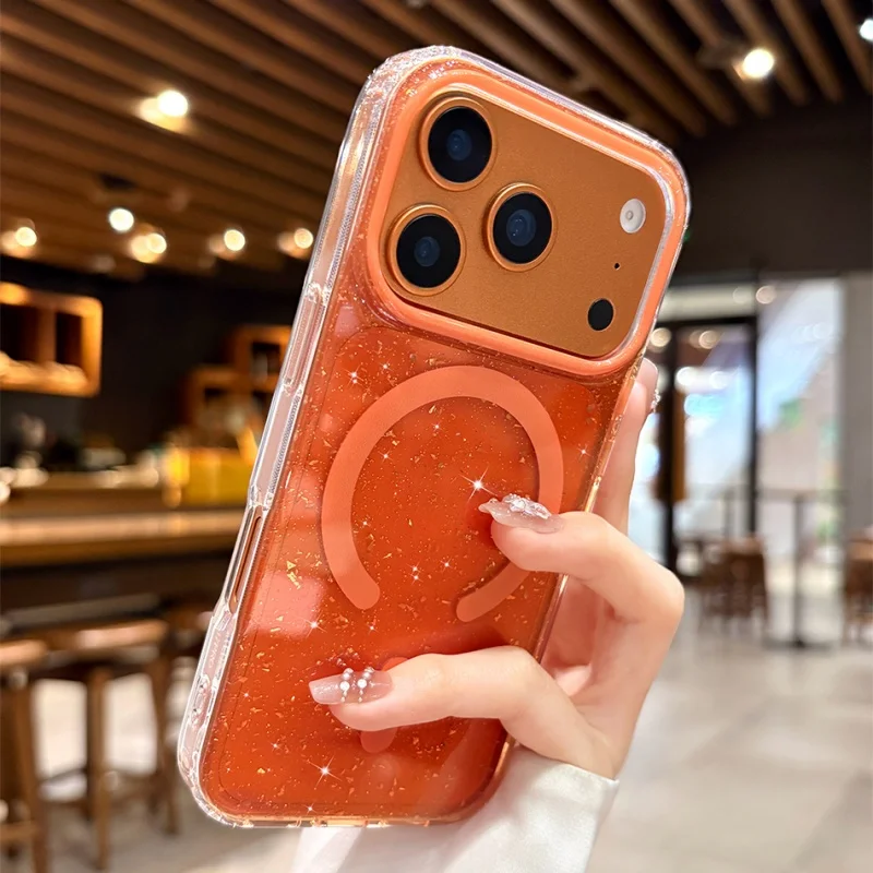 بريق الترتر المغناطيسي شحن لاسلكي لحالة Magsafe آيفون 17 16 15 14 13 برو ماكس الهواء غطاء للحماية للصدمات