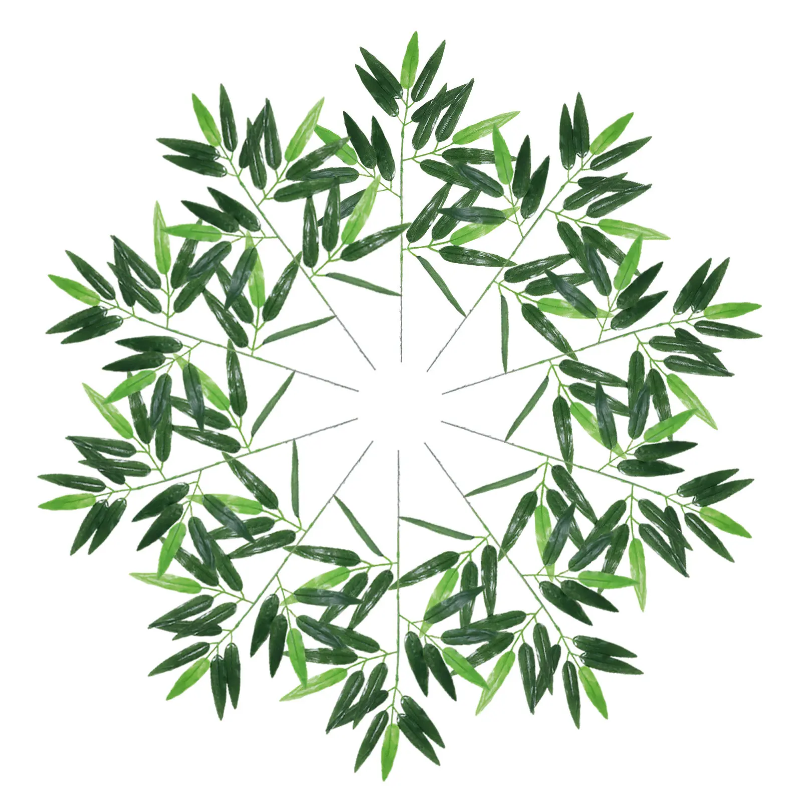 

100 шт. искусственных бамбуковых листьев, реалистичные зеленые декоративные листья для украшения стен, дверных проемов, комнат, искусственные растения