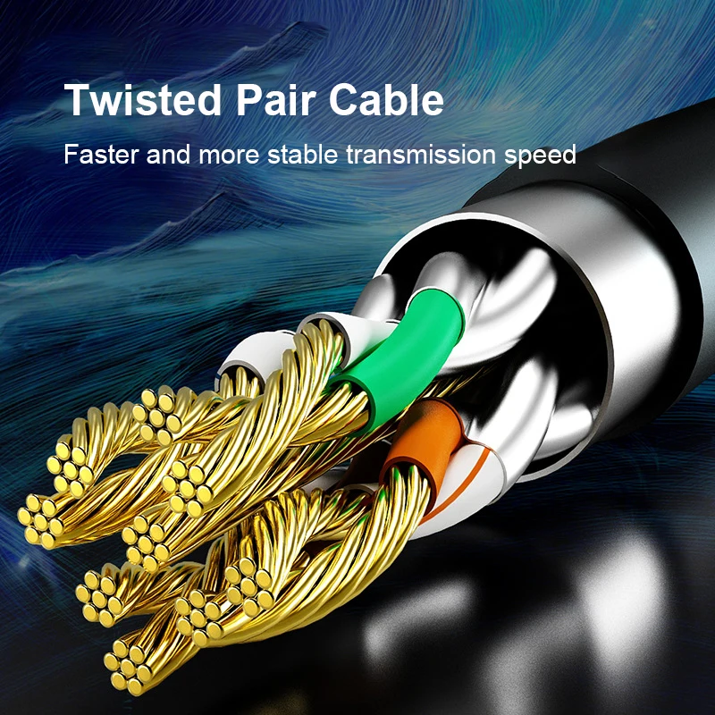 Cat 8 Ethernet Round Cable LAN Network Cat8 Rj45 Speed Network Cable 40Gbps Flat Cable 2000Mhz 26AWG For Router Pc Ps4 Tv Laptop