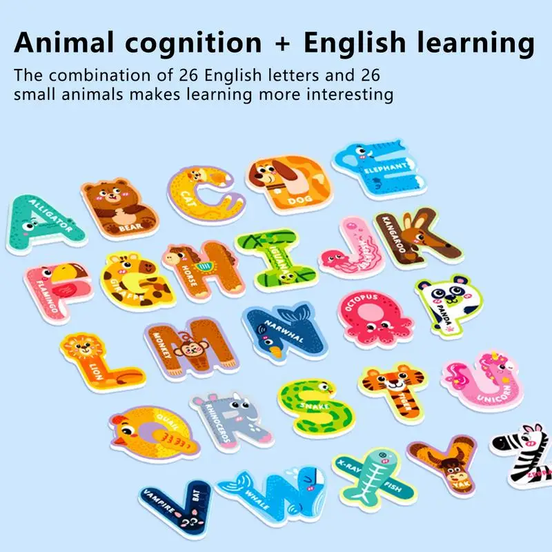 Letters Fridge Magnets Portable Alphabet Animal Stickers Toddlers Kids Learning Spelling Counting Educational Toys Gifts