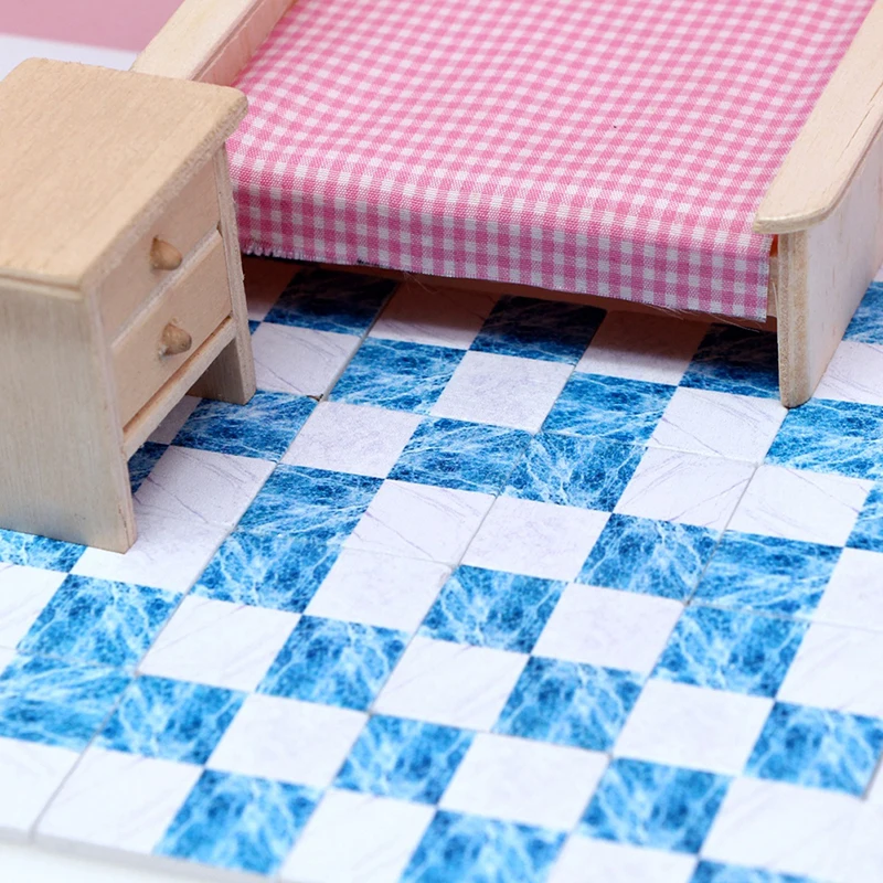 

9PCS Dollhouse Miniature Floor Tiles Plaid Floor Board Floor Cover Bedroom Bathroom Living Room Decor Doll House Accessories New