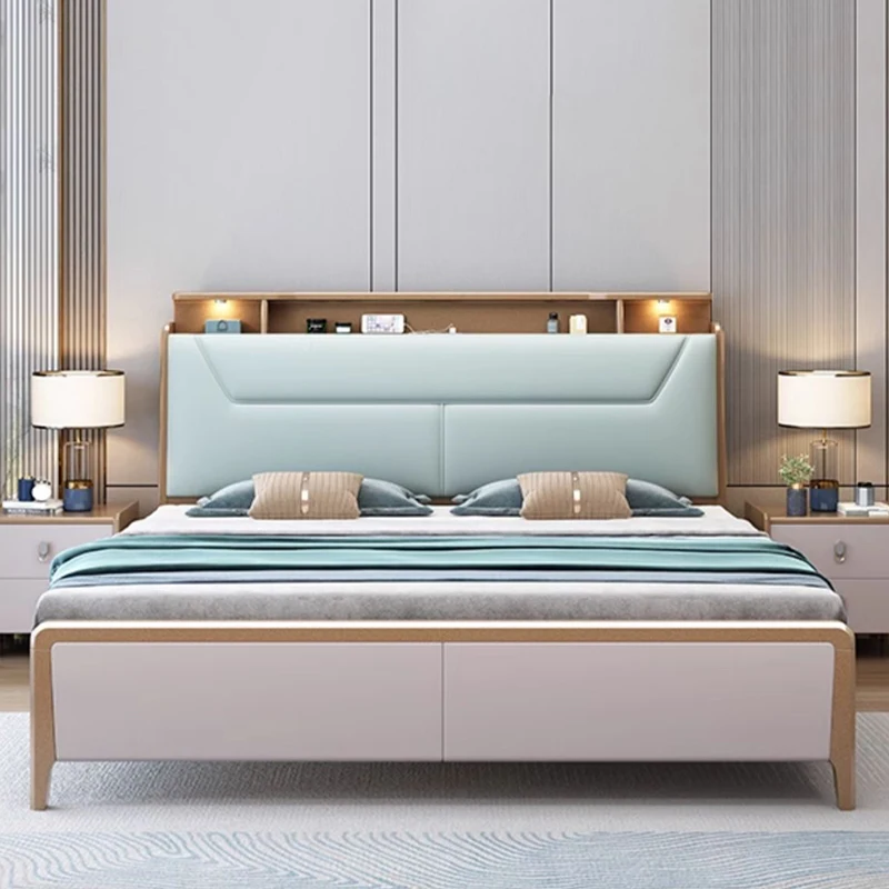 

New Arrival Nordic Bed Soft High End Wooden Bedding Human Bed Bedframe Design Modern Muebles Para Dormitorio Home Furniture