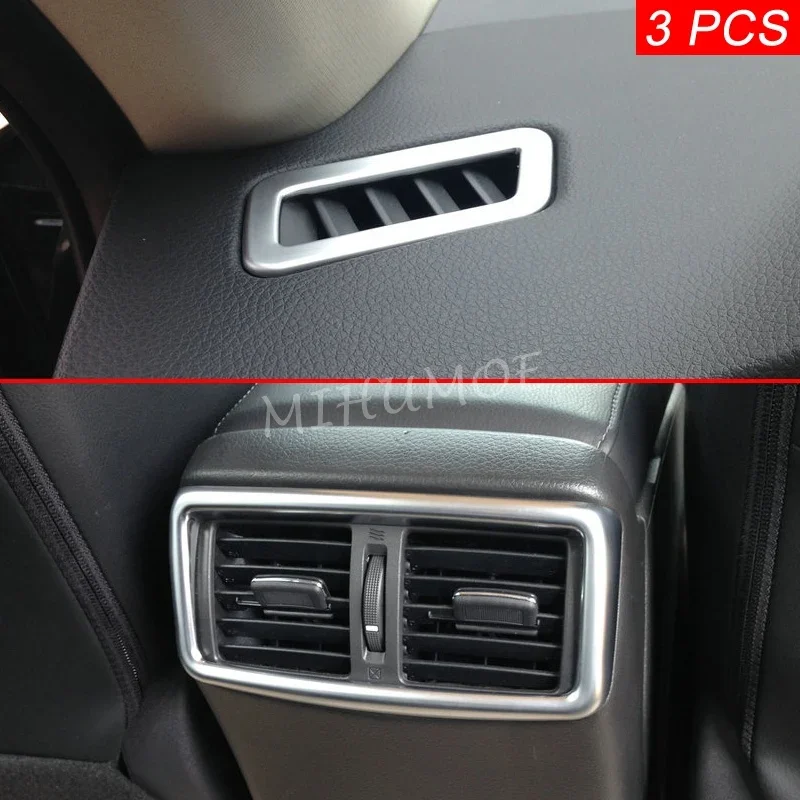

Matte Chrome Dashboard + Rear Armrest Air Vent Cover Trims Surrounds Accessories For 2014-2022 Nissan Rogue Sport X-Trail T32