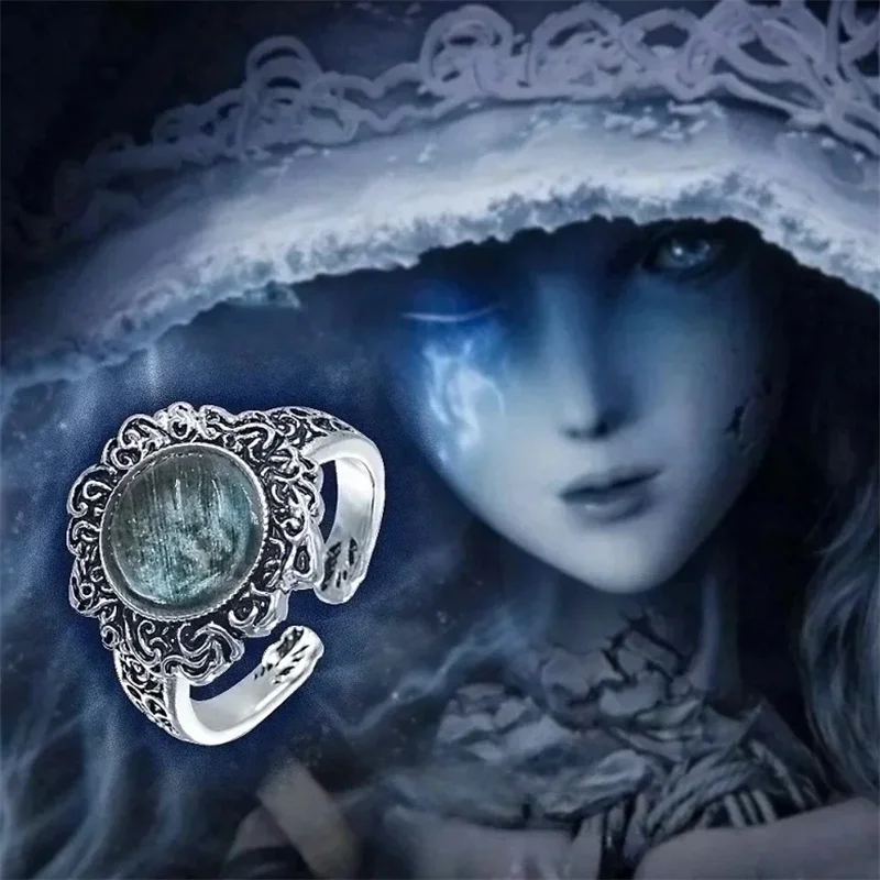 Game Dark Moon Ring Spectral Steed Whistle Ring Melina Summon Torrent Tool Adjustable Finger Rings for Women Men Jewelry