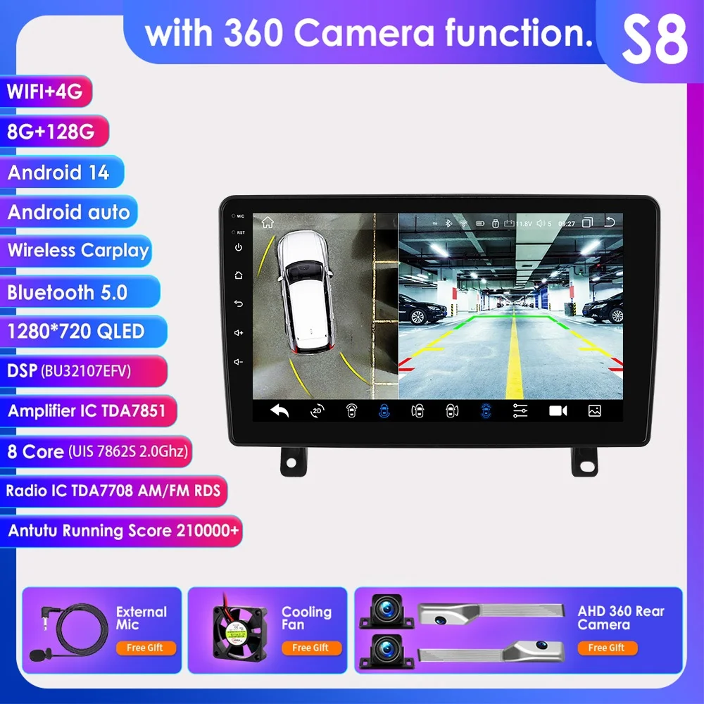 Hizpo 9 inch Android 14 Carplay 8GB 128GB Auto Intelligent Systeem voor Opel Astra H 2006 2007 2008 - 2014 Radio Autoradio 2Din GPS Navigatie 360 Camera DSP SWC 7862