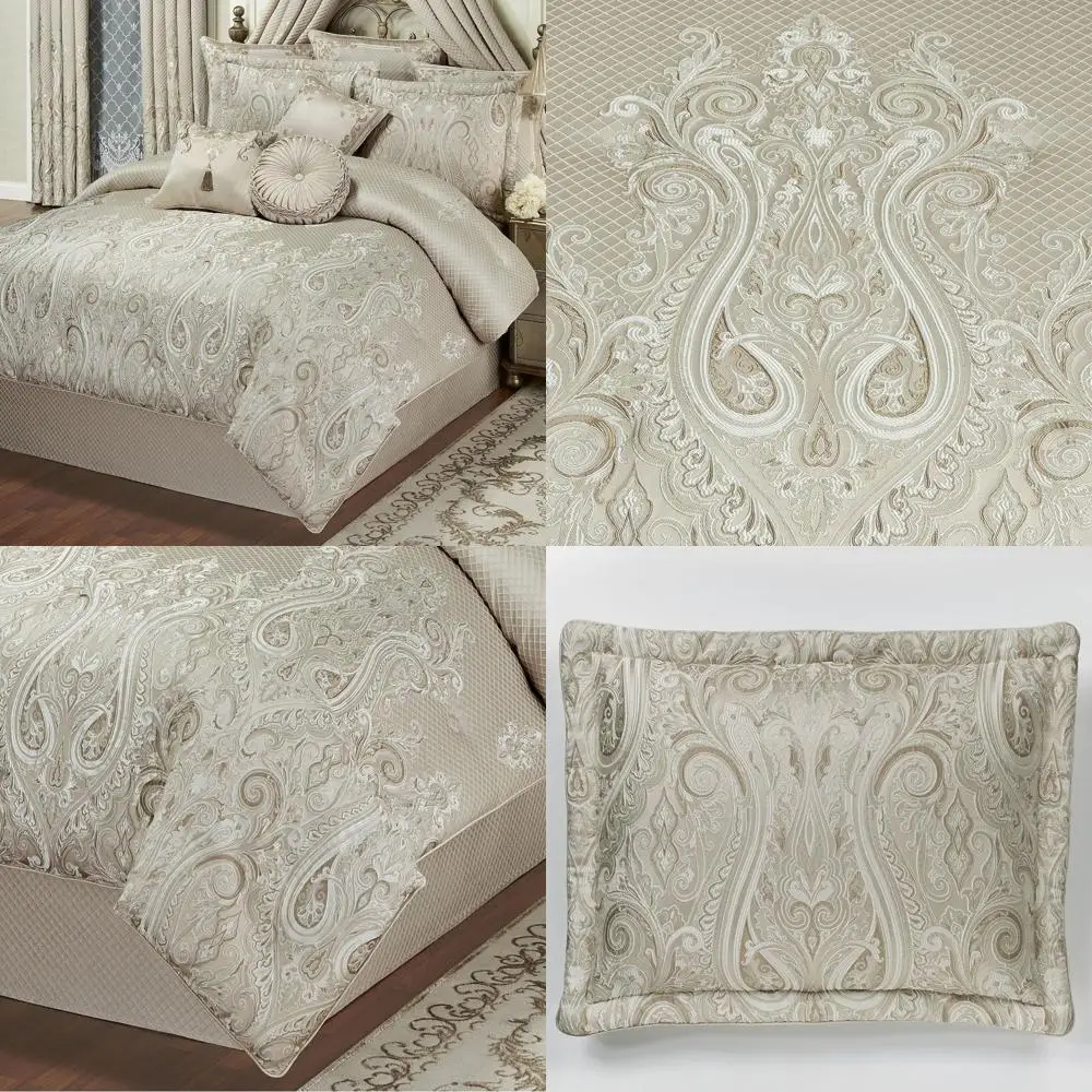 

Elegant Neutral Bedding Set | 4-Piece with Oversized California King Comforter, Bedskirt, 2 Shams