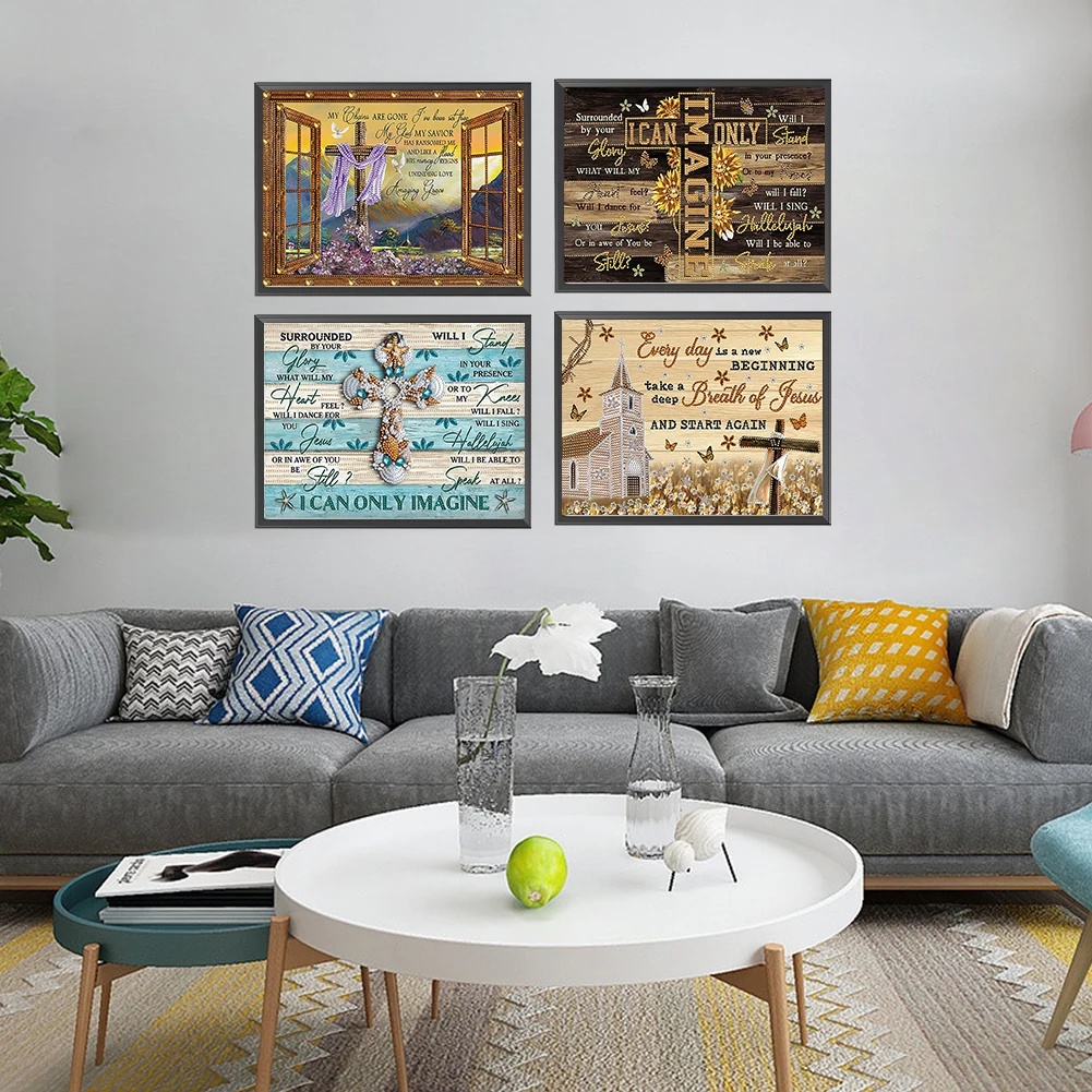 

4pcs 5D DIY Partial Special Shaped Drill Diamond Painting Phrases Kit 40x30cm