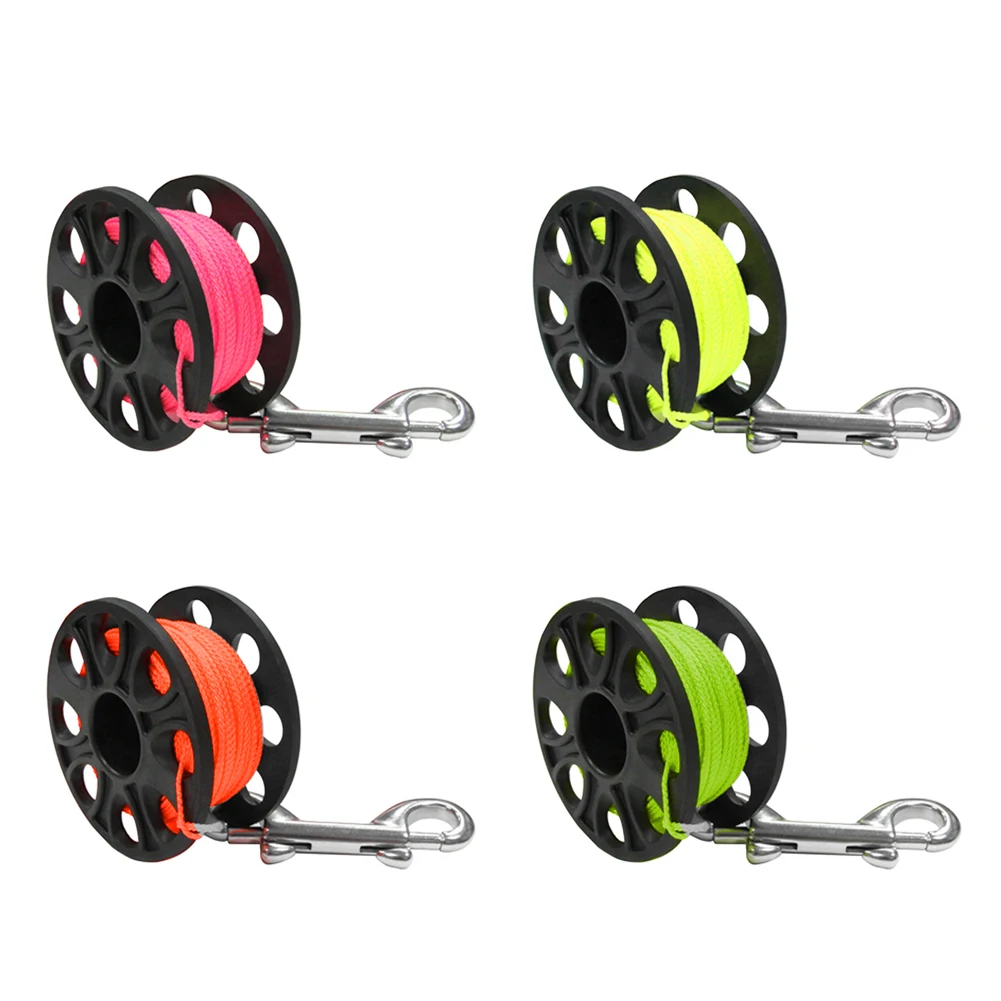 بكرة إصبع بكرة من سبائك الألومنيوم للغوص 30 مترًا - خطاف مزدوج الأطراف من الفولاذ المقاوم للصدأ معدات غوص الكهف SMB