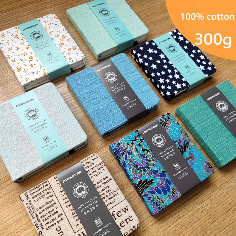 POTENTATE 100% Cotton Square Watercolor Book 300g Organ Book Watercolor Journal Drawing Book Hand Notebook Sketch Pad Book