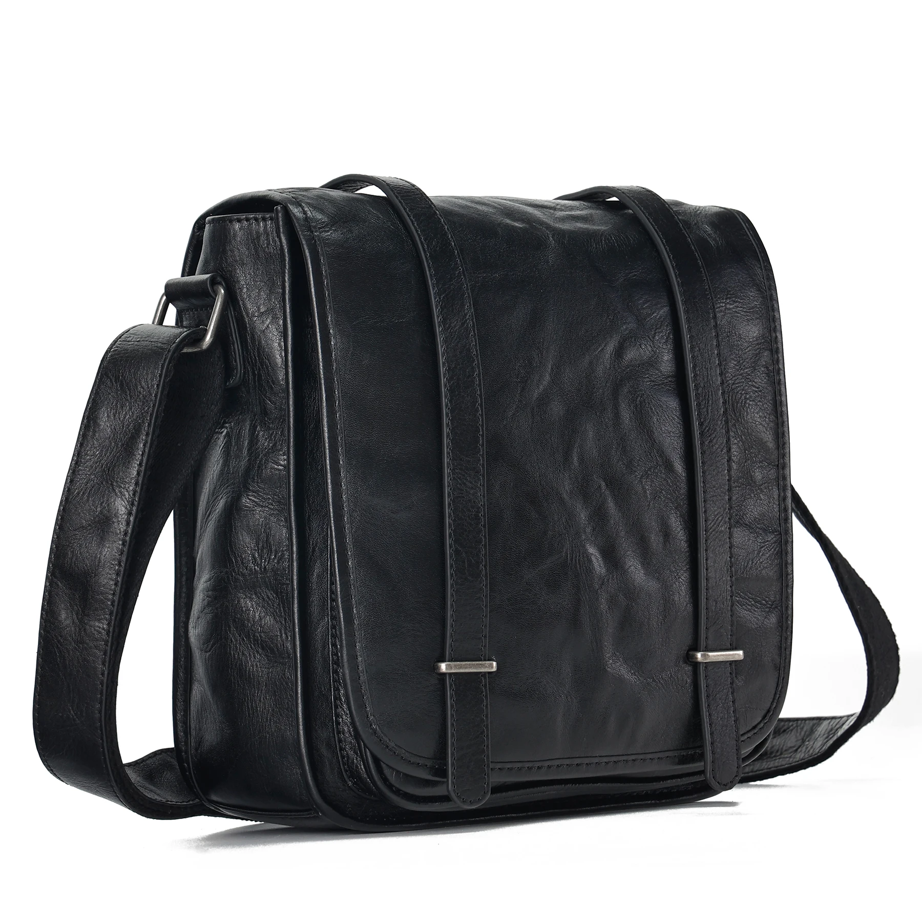 Sac à bandoulière en cuir véritable pour homme, sac à bandoulière multifonctionnel, cuir tanné végétal, loisirs, tendance de la rue, lancé