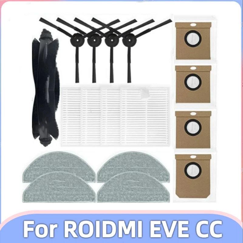 

17PCS Replacement Parts For Roidmi Eve CC / SDJ12RM Robot Vacuum Cleaner Main Side Brush Hepa Filter Mop Cloth Dust Bag