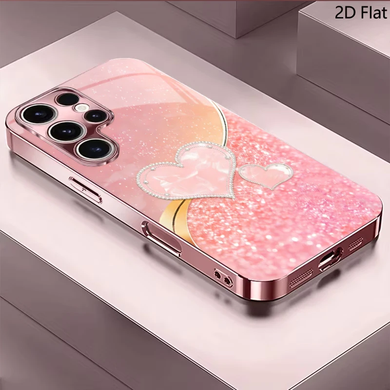 LOVE Flat For Samsung Galaxy S24 S25 S26Ultra S23 S22 S21PLUSFE A55 A54 A52 A35 A15 Phone Cover Shockproof Protective Back Cover