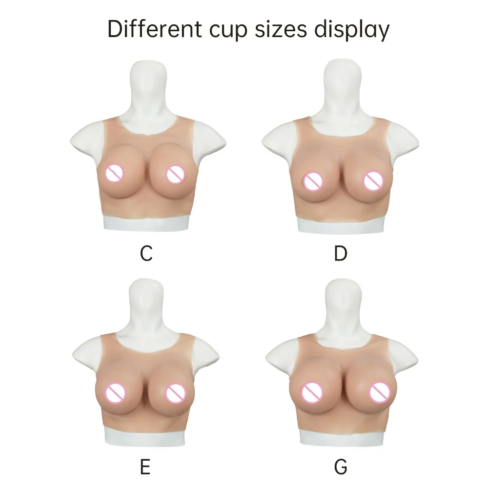 

Realistic silicone breast implant, round neck hollow back queen fake chest, cool and comfortable, suitable for cross-dressing
