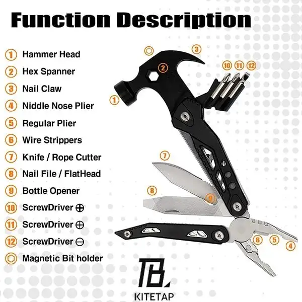 18-in-1 multi-tool hammer, multi-function screwdriver, outdoor, camping, ideal gift for fathers, husbands, boyfriends