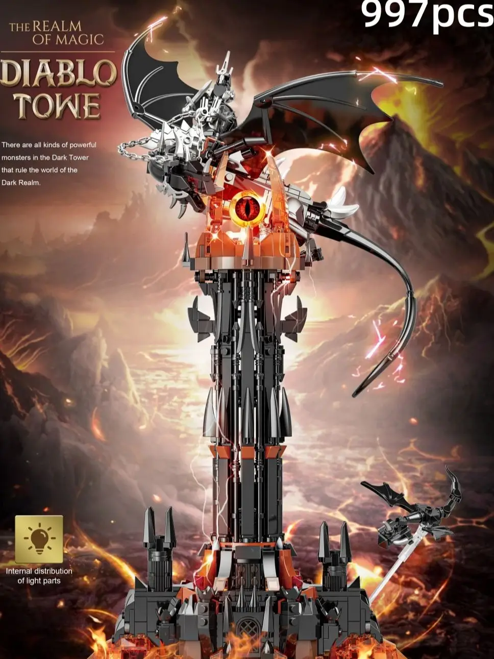 Moc-Lord Movie Rings Model The Fell Beast Magic Tower Building Blocks Fortress Castle Creative Assemble  Bricks Toys Gift For Ki view 4