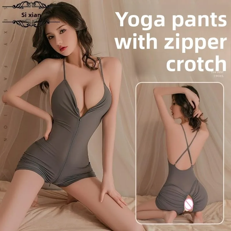 Body plongeant séduisant pour femmes, Lingerie, fermeture éclair sur le devant, Yoga, Catsuit, extensible, sans couture, vêtements de maison, tenue Boudoir, moulante, tout