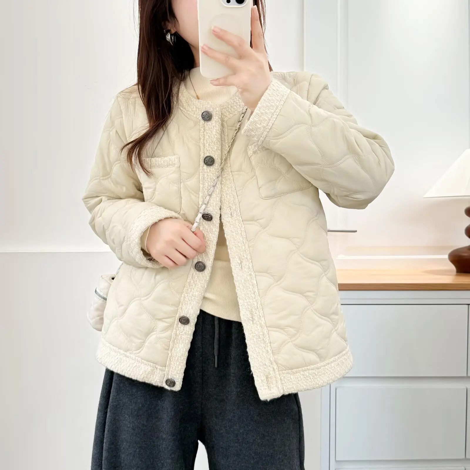 Xxxl moda plus size parkas femininas outono e inverno estilo coreano chique quente sem gola jaqueta acolchoada 688